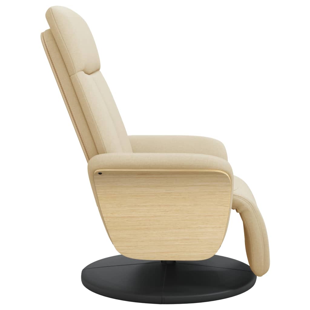 Fauteuil verstelbaar met voetensteun stof crèmekleurig