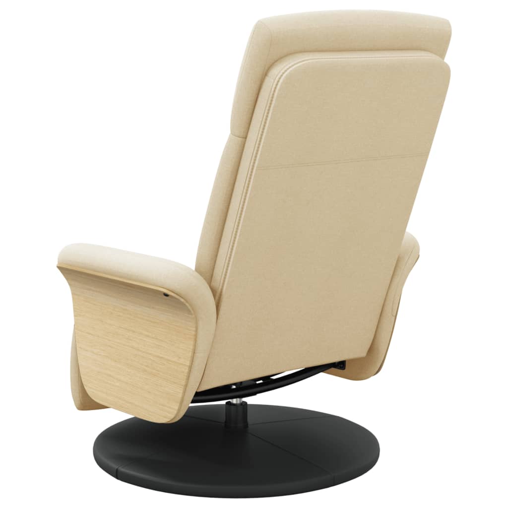 Fauteuil verstelbaar met voetensteun stof crèmekleurig