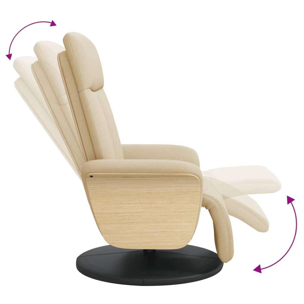 Fauteuil verstelbaar met voetensteun stof crèmekleurig