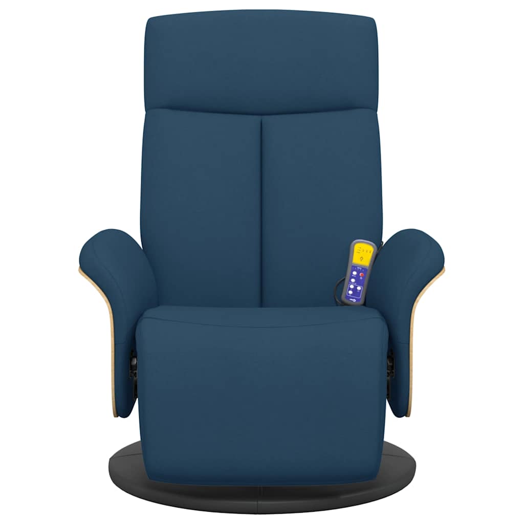 Massagestoel verstelbaar met voetensteun stof blauw