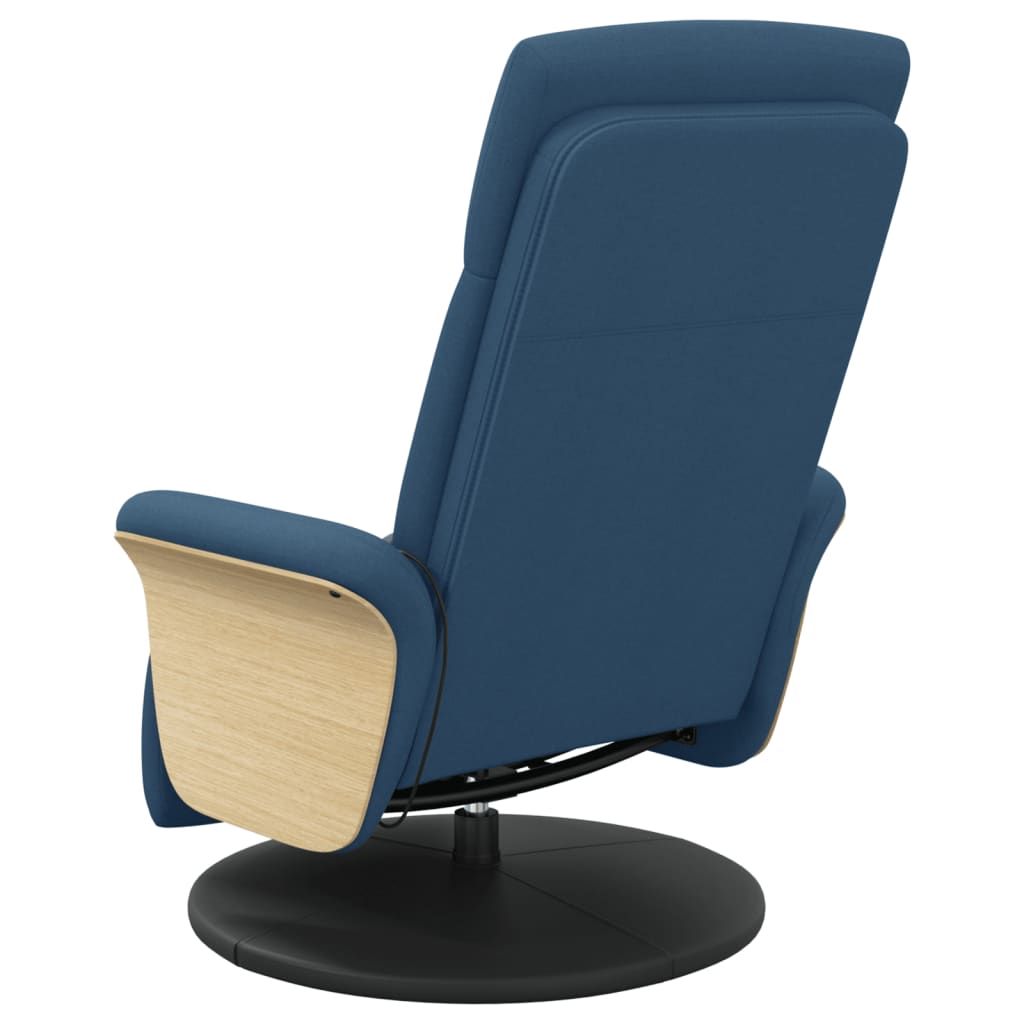 Massagestoel verstelbaar met voetensteun stof blauw