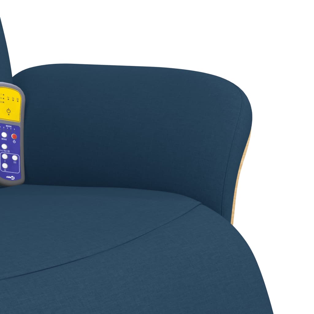 Massagestoel verstelbaar met voetensteun stof blauw