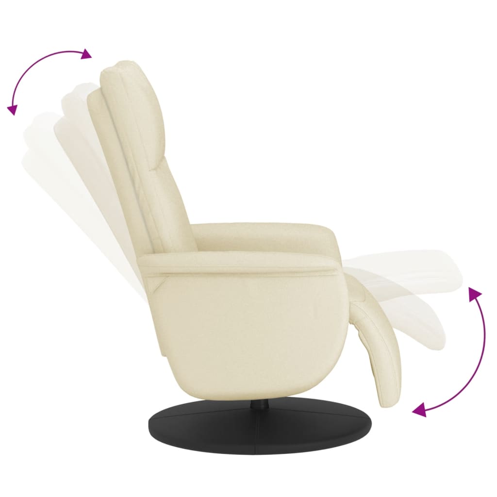 Fauteuil verstelbaar met voetensteun kunstleer crèmekleurig