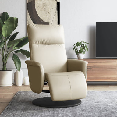 Fauteuil verstelbaar met voetensteun kunstleer crèmekleurig