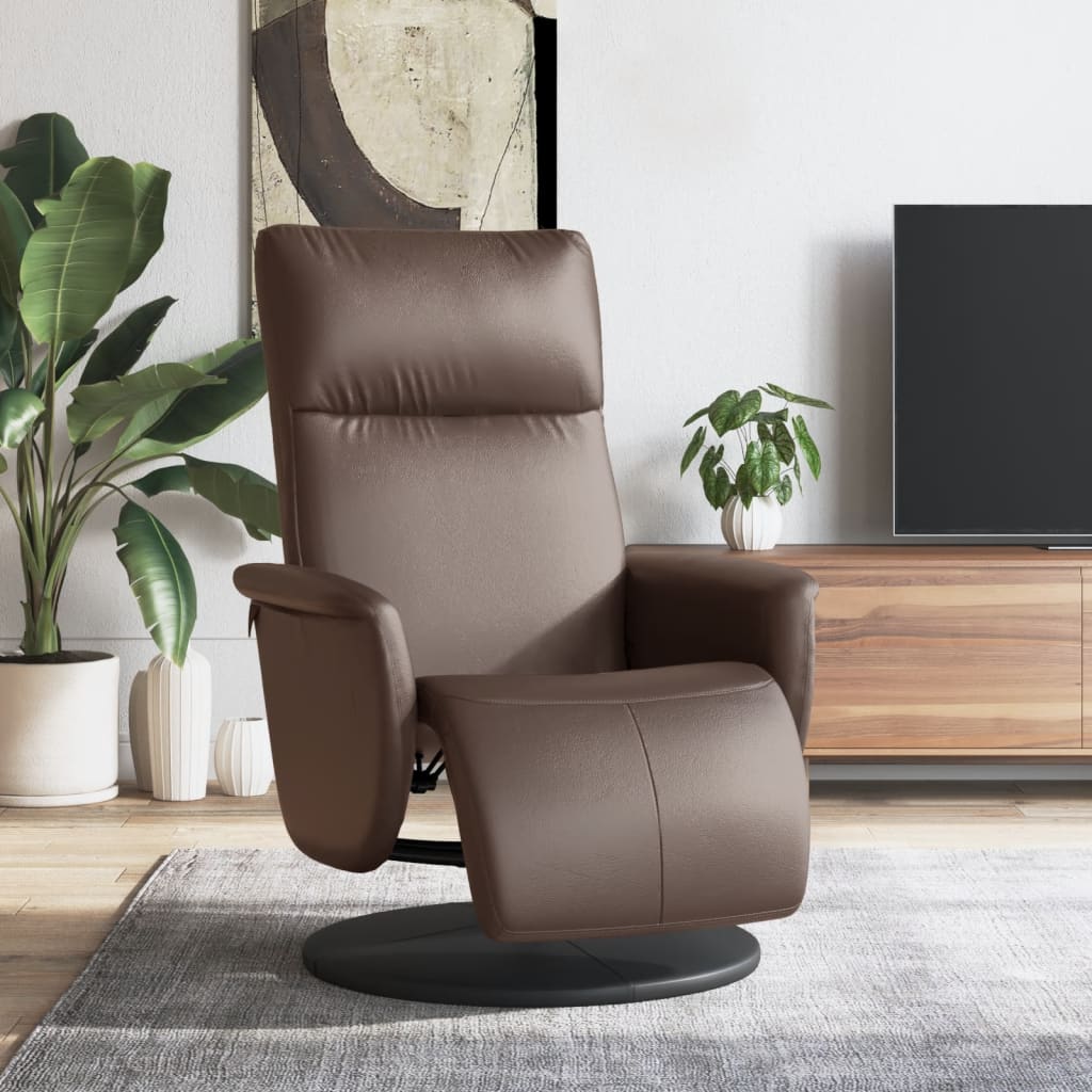 Fauteuil verstelbaar met voetensteun kunstleer bruin
