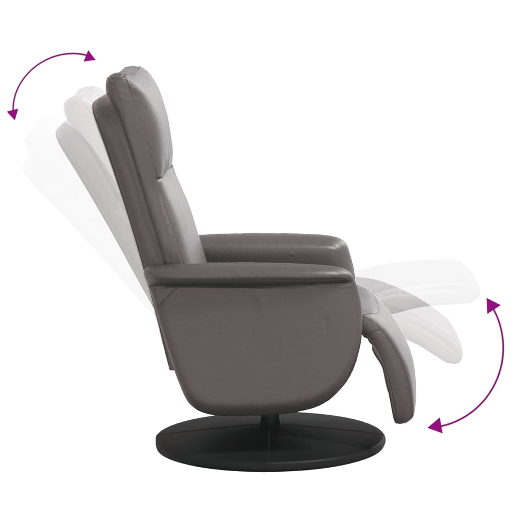 Fauteuil verstelbaar met voetensteun kunstleer grijs