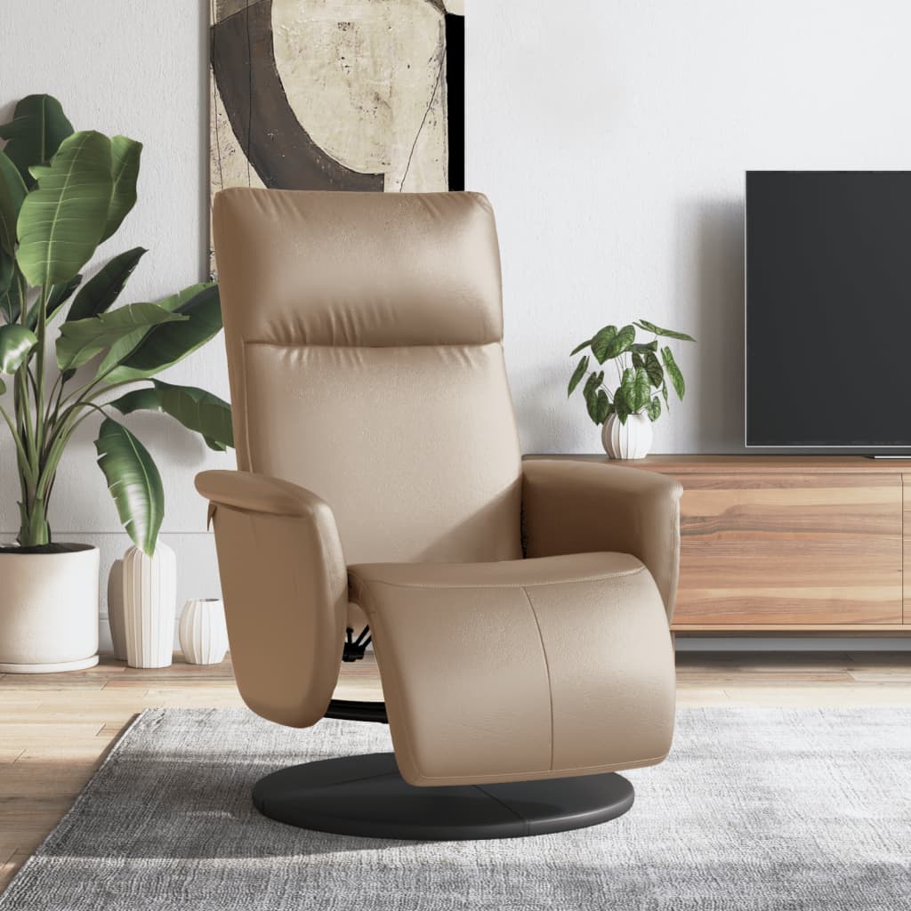 Fauteuil verstelbaar met voetensteun kunstleer cappuccinokleur