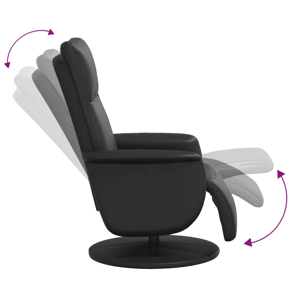 Fauteuil verstelbaar met voetensteun kunstleer zwart