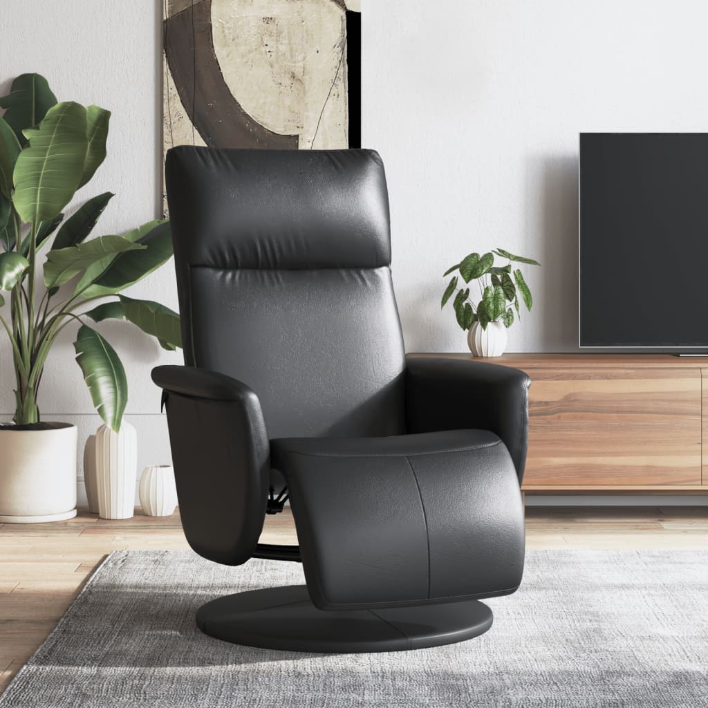 Fauteuil verstelbaar met voetensteun kunstleer zwart