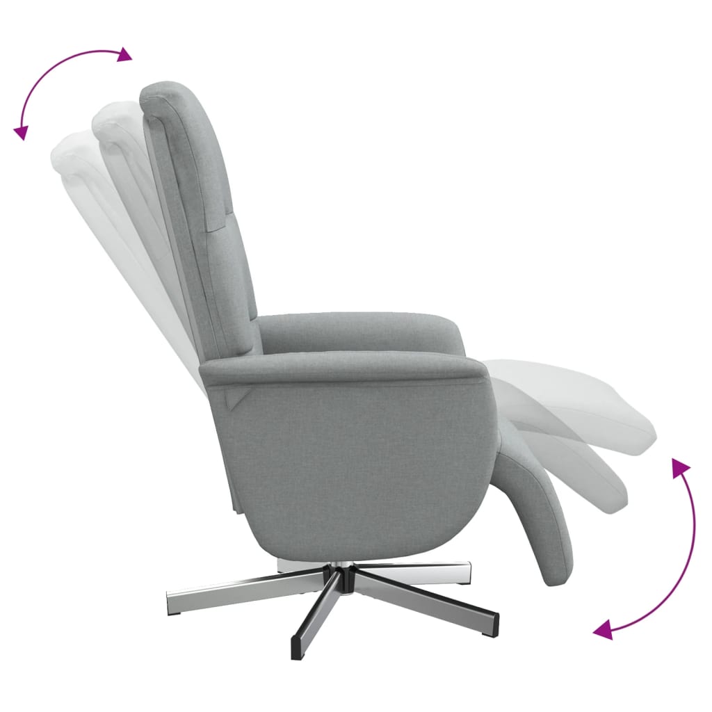 Fauteuil verstelbaar met voetensteun stof lichtgrijs