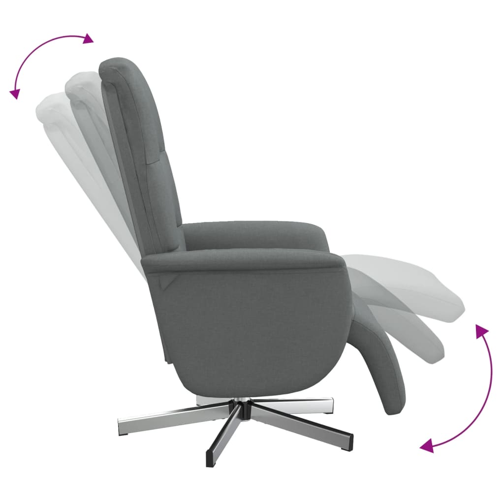 Fauteuil verstelbaar met voetensteun stof donkergrijs