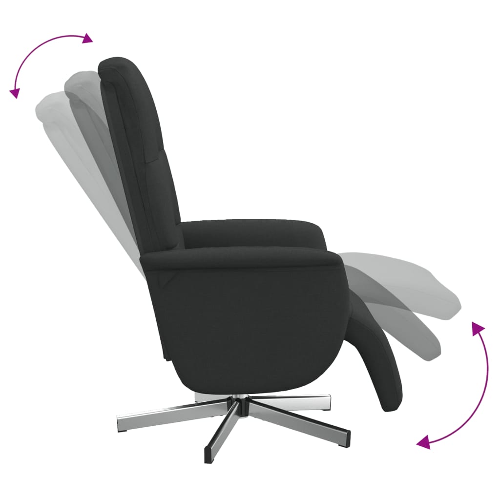 Fauteuil verstelbaar met voetensteun stof zwart