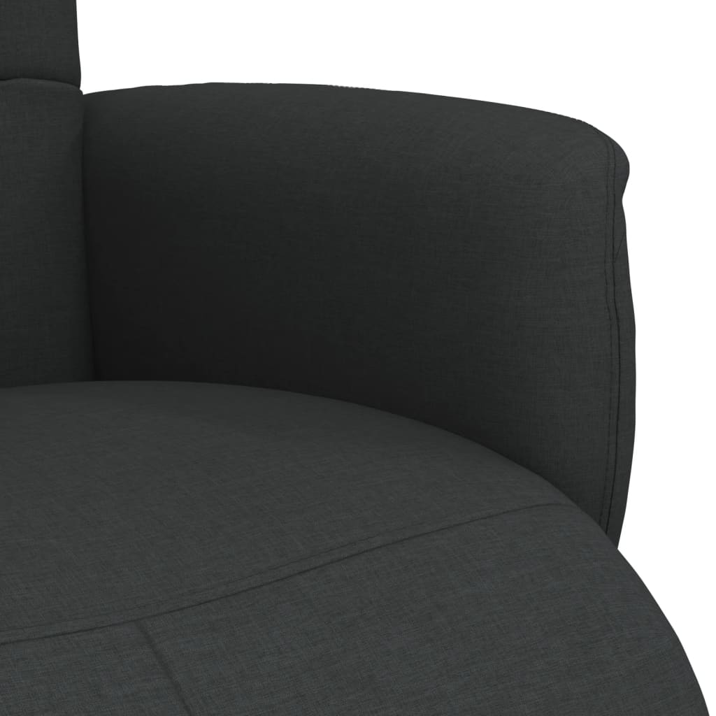 Fauteuil verstelbaar met voetensteun stof zwart