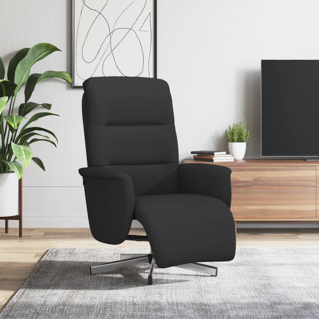 Fauteuil verstelbaar met voetensteun stof zwart