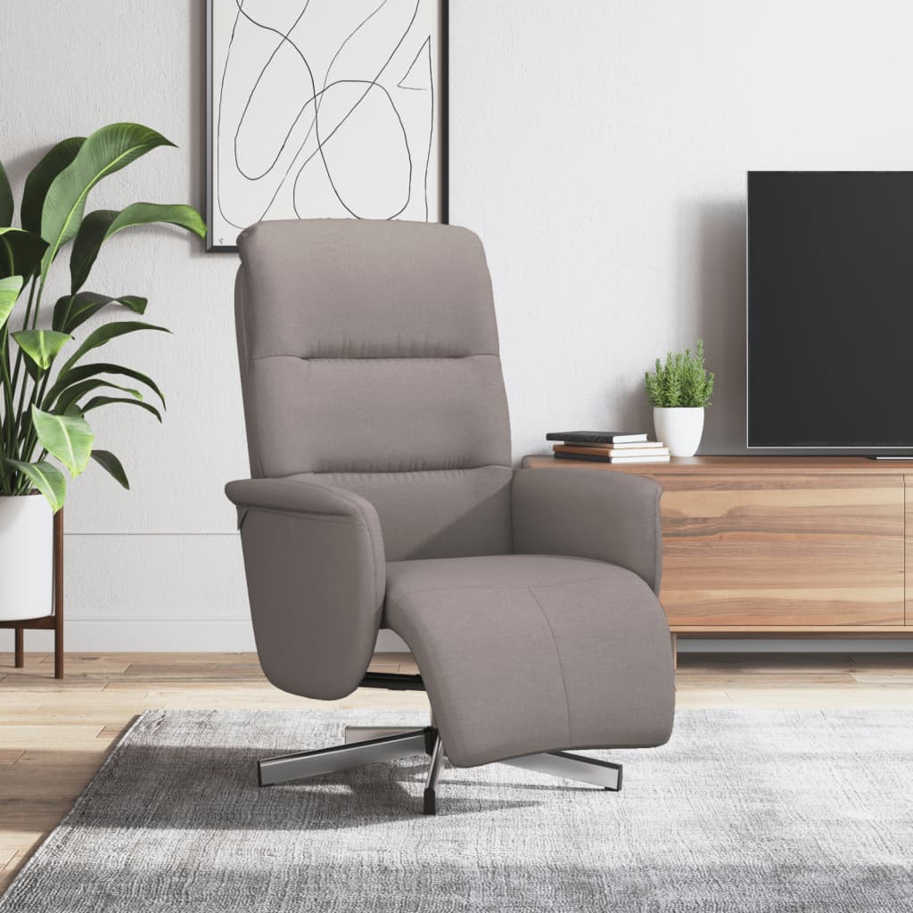 Fauteuil verstelbaar met voetensteun stof taupe