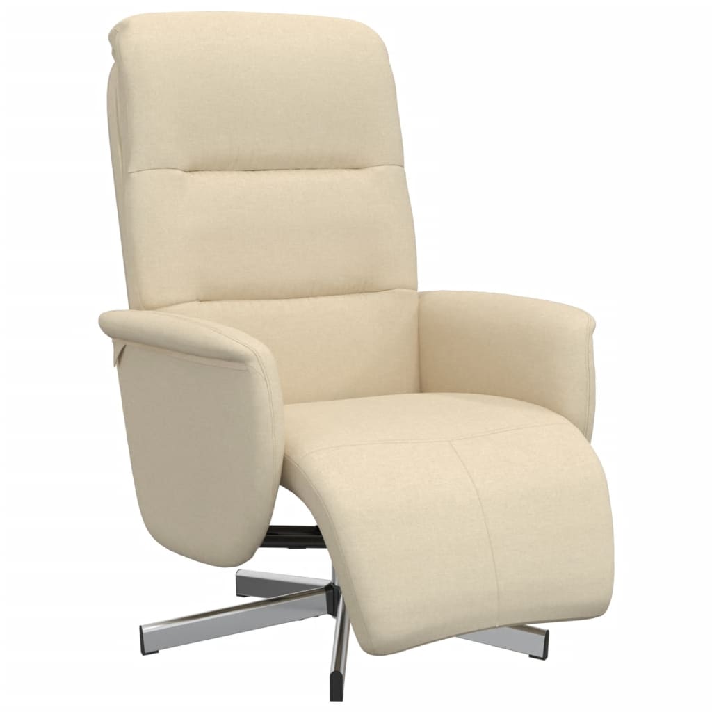 Fauteuil verstelbaar met voetensteun stof crèmekleurig