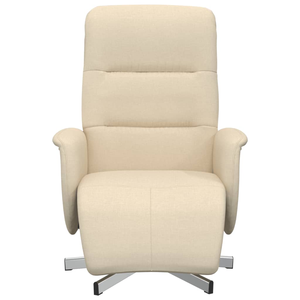 Fauteuil verstelbaar met voetensteun stof crèmekleurig