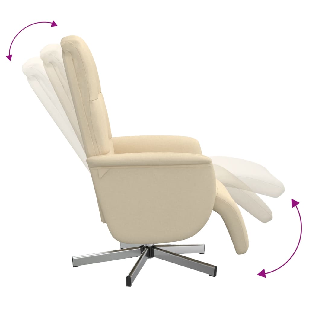 Fauteuil verstelbaar met voetensteun stof crèmekleurig