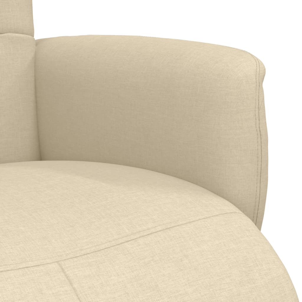 Fauteuil verstelbaar met voetensteun stof crèmekleurig