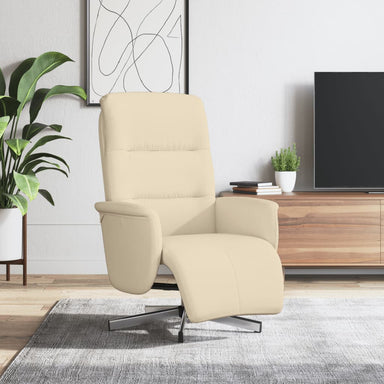 Fauteuil verstelbaar met voetensteun stof crèmekleurig