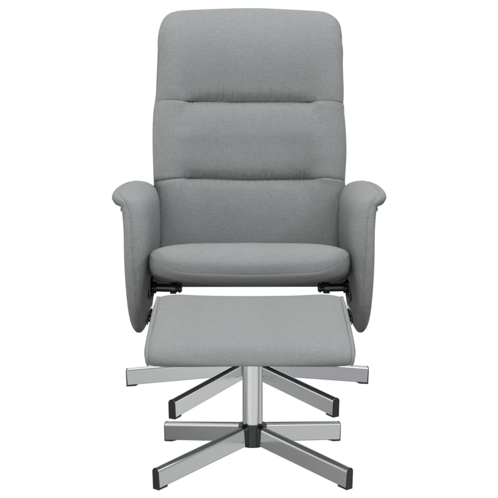 Fauteuil verstelbaar met voetenbankje stof lichtgrijs