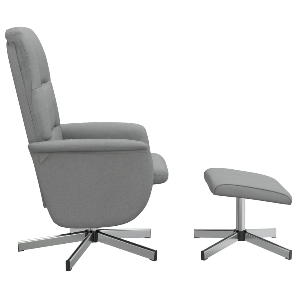 Fauteuil verstelbaar met voetenbankje stof lichtgrijs