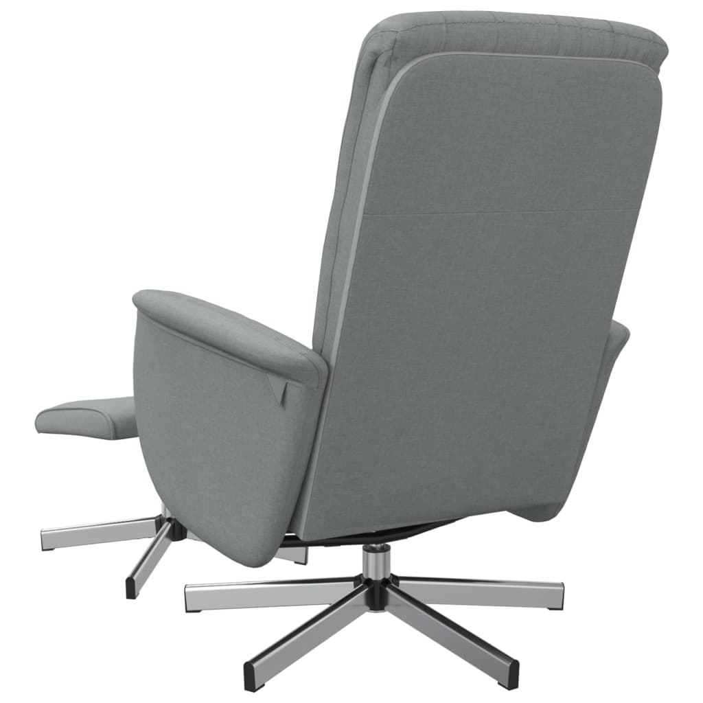 Fauteuil verstelbaar met voetenbankje stof lichtgrijs