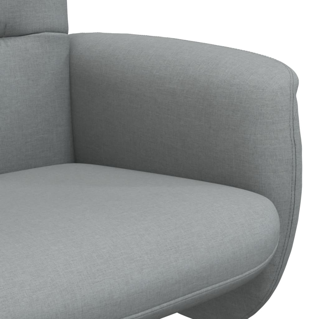 Fauteuil verstelbaar met voetenbankje stof lichtgrijs