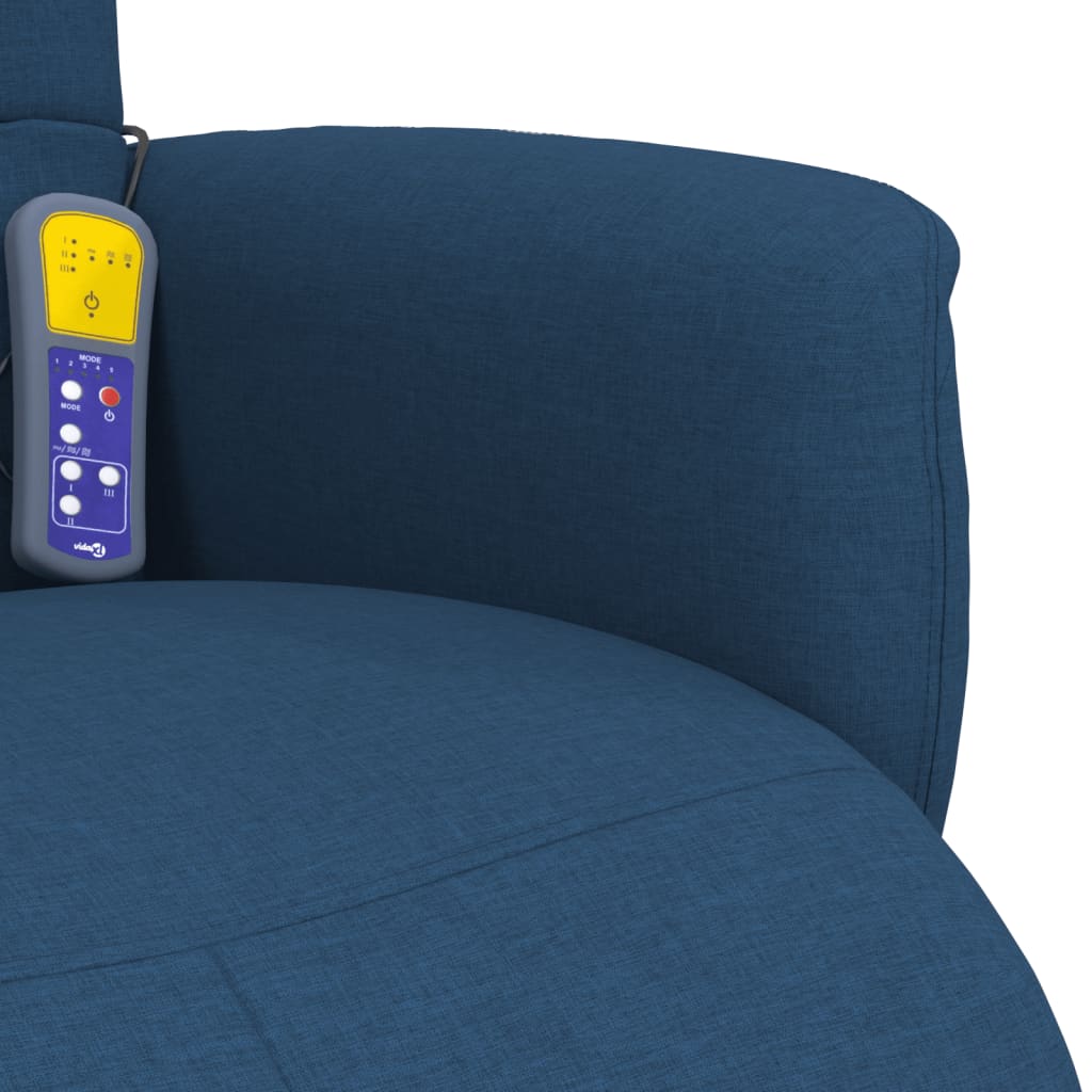 Massagestoel verstelbaar met voetensteun stof blauw