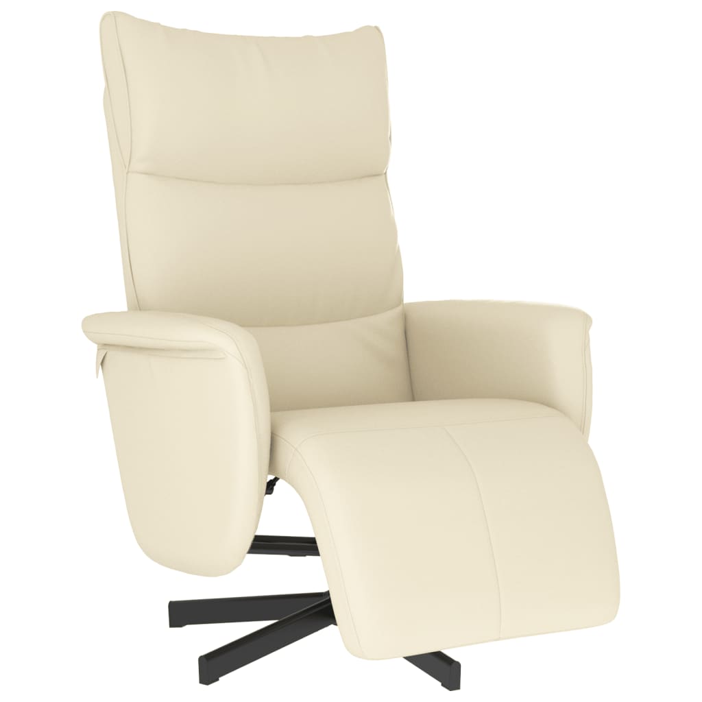 Fauteuil verstelbaar met voetensteun kunstleer crèmekleurig