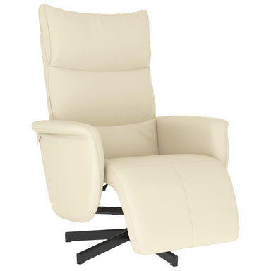 Fauteuil verstelbaar met voetensteun kunstleer crèmekleurig