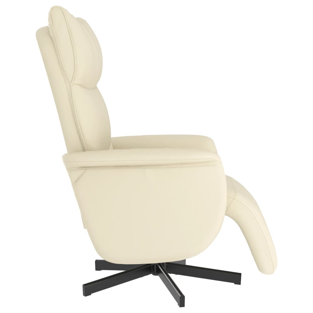 Fauteuil verstelbaar met voetensteun kunstleer crèmekleurig