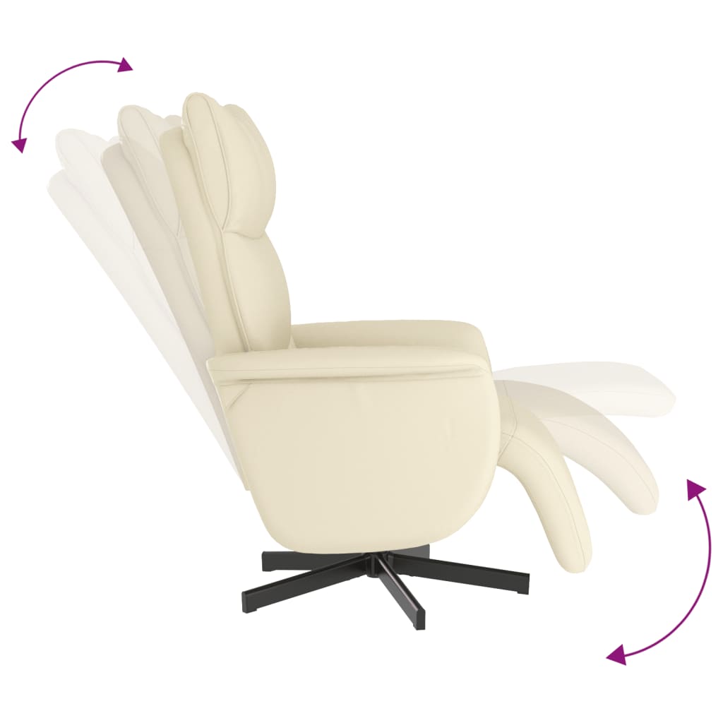 Fauteuil verstelbaar met voetensteun kunstleer crèmekleurig