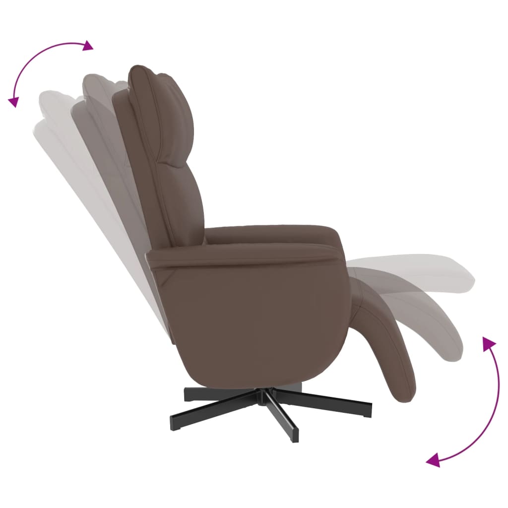 Fauteuil verstelbaar met voetensteun kunstleer bruin