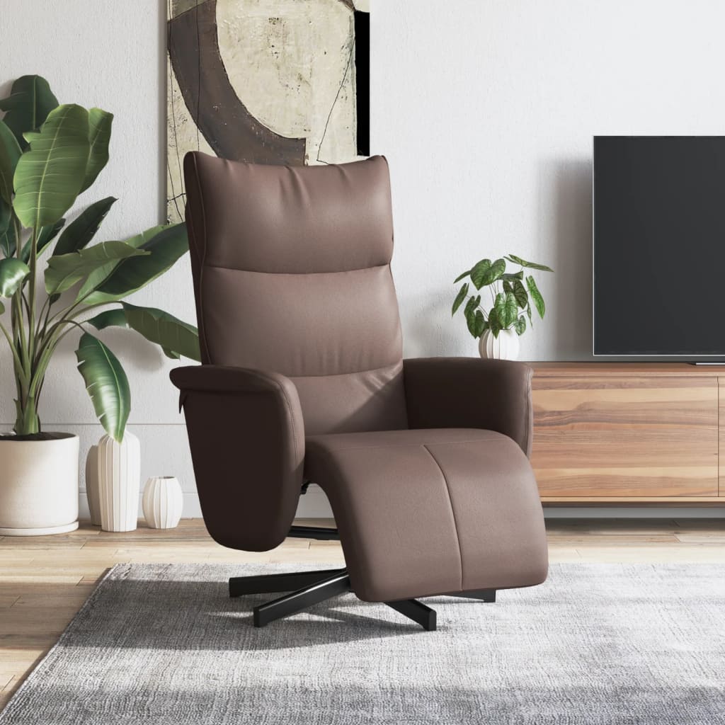 Fauteuil verstelbaar met voetensteun kunstleer bruin