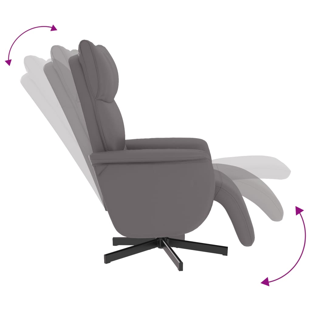 Fauteuil verstelbaar met voetensteun kunstleer grijs