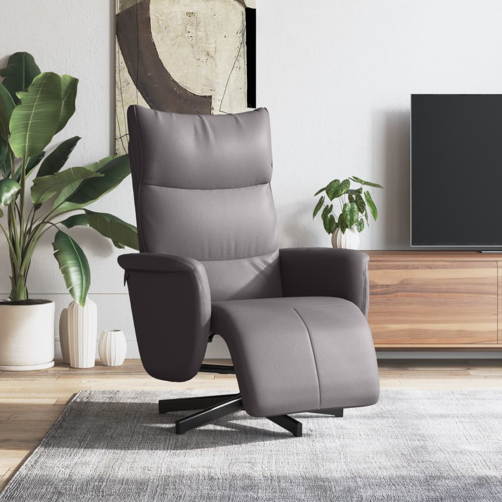 Fauteuil verstelbaar met voetensteun kunstleer grijs