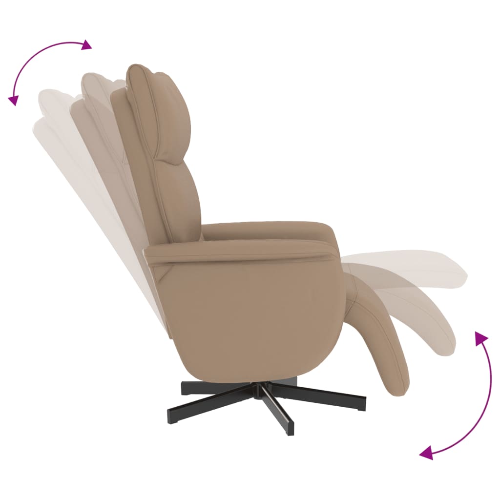 Fauteuil verstelbaar met voetensteun kunstleer cappuccinokleur