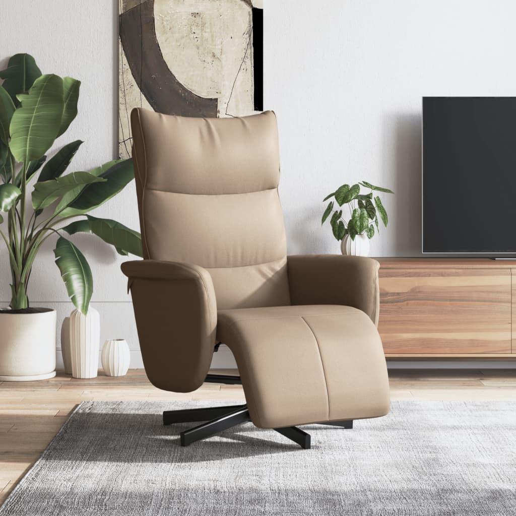 Fauteuil verstelbaar met voetensteun kunstleer cappuccinokleur