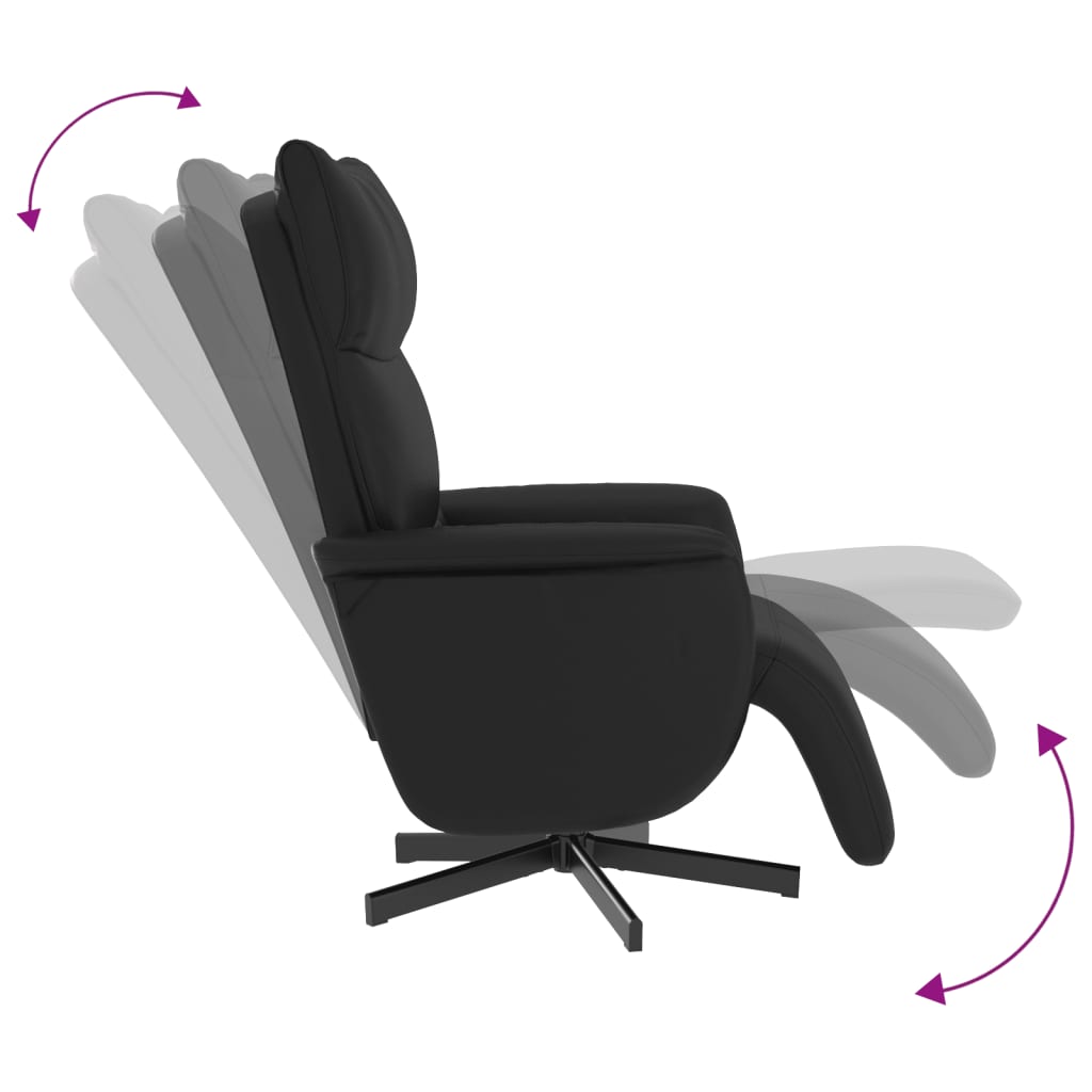 Fauteuil verstelbaar met voetensteun kunstleer zwart