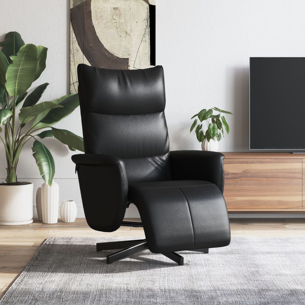 Fauteuil verstelbaar met voetensteun kunstleer zwart