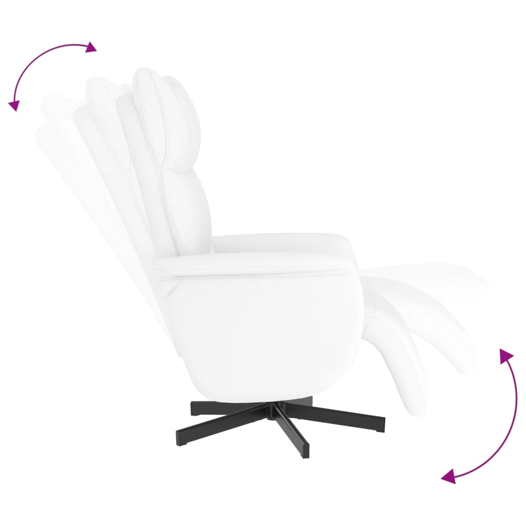 Fauteuil verstelbaar met voetensteun kunstleer wit