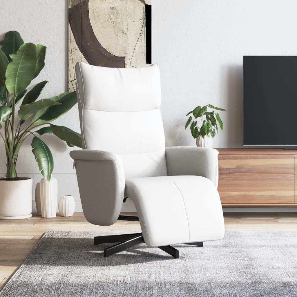 Fauteuil verstelbaar met voetensteun kunstleer wit