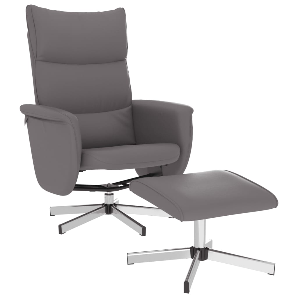 Fauteuil verstelbaar met voetenbankje kunstleer grijs