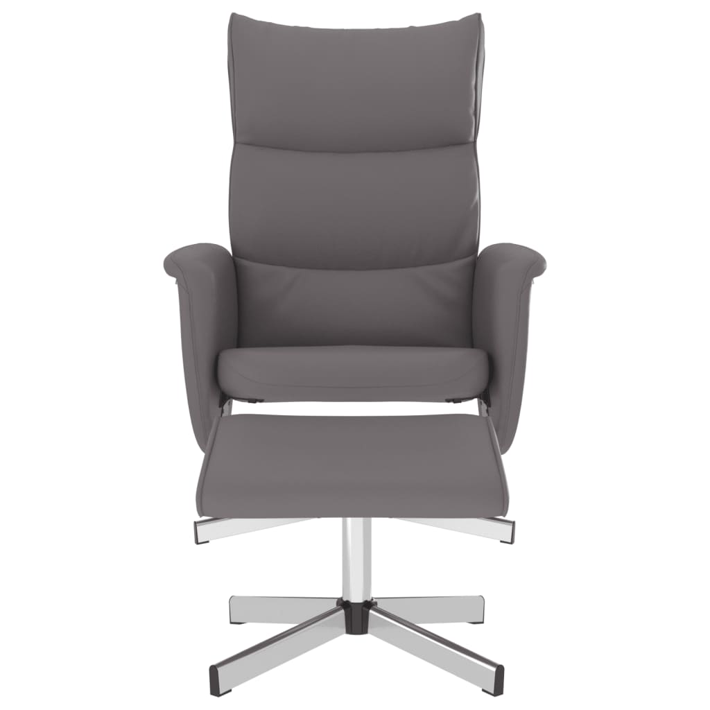 Fauteuil verstelbaar met voetenbankje kunstleer grijs