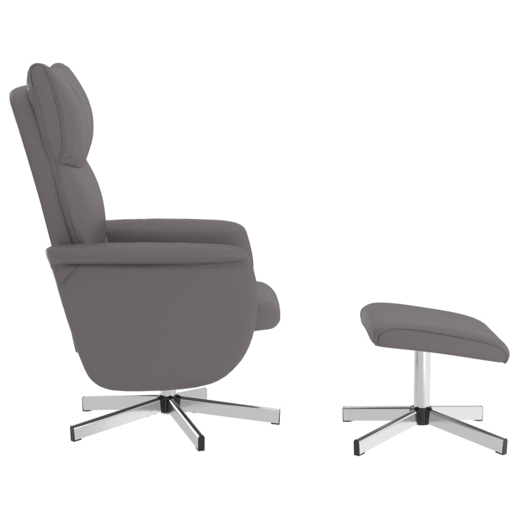 Fauteuil verstelbaar met voetenbankje kunstleer grijs