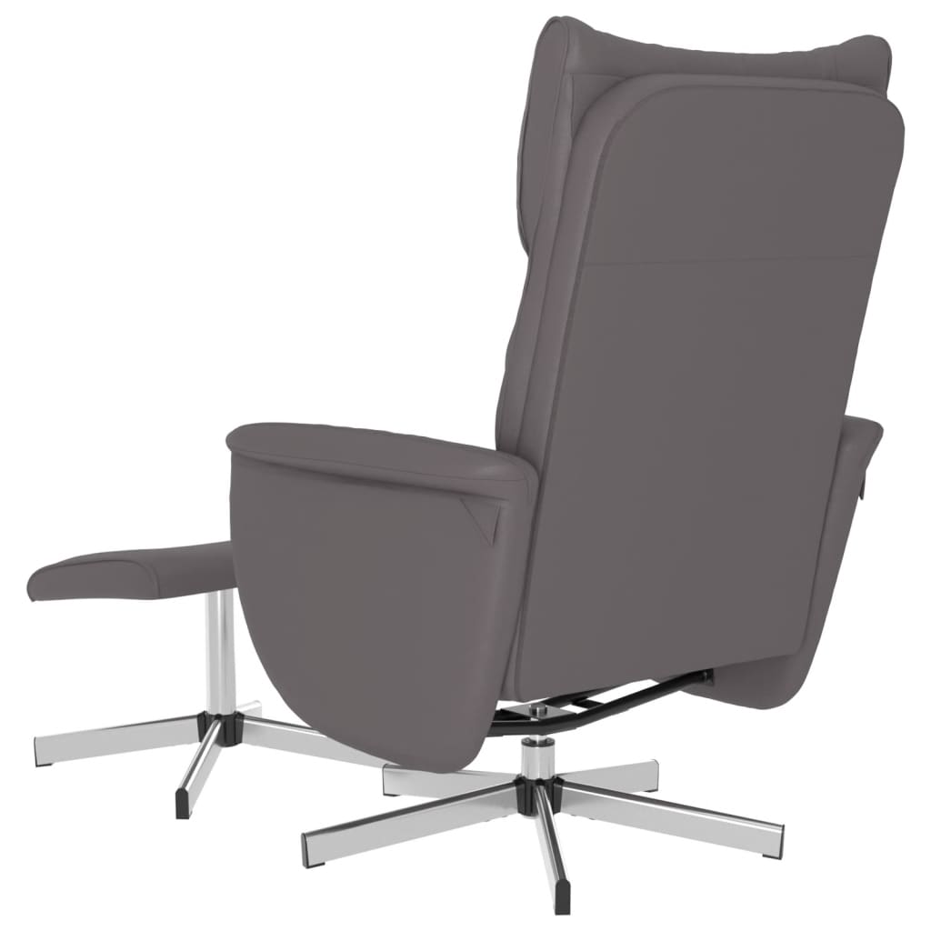 Fauteuil verstelbaar met voetenbankje kunstleer grijs