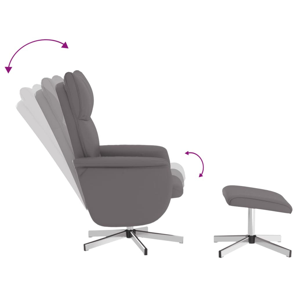 Fauteuil verstelbaar met voetenbankje kunstleer grijs