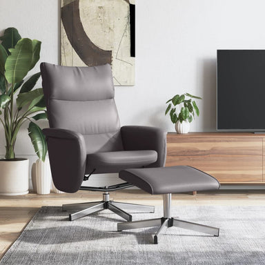 Fauteuil verstelbaar met voetenbankje kunstleer grijs