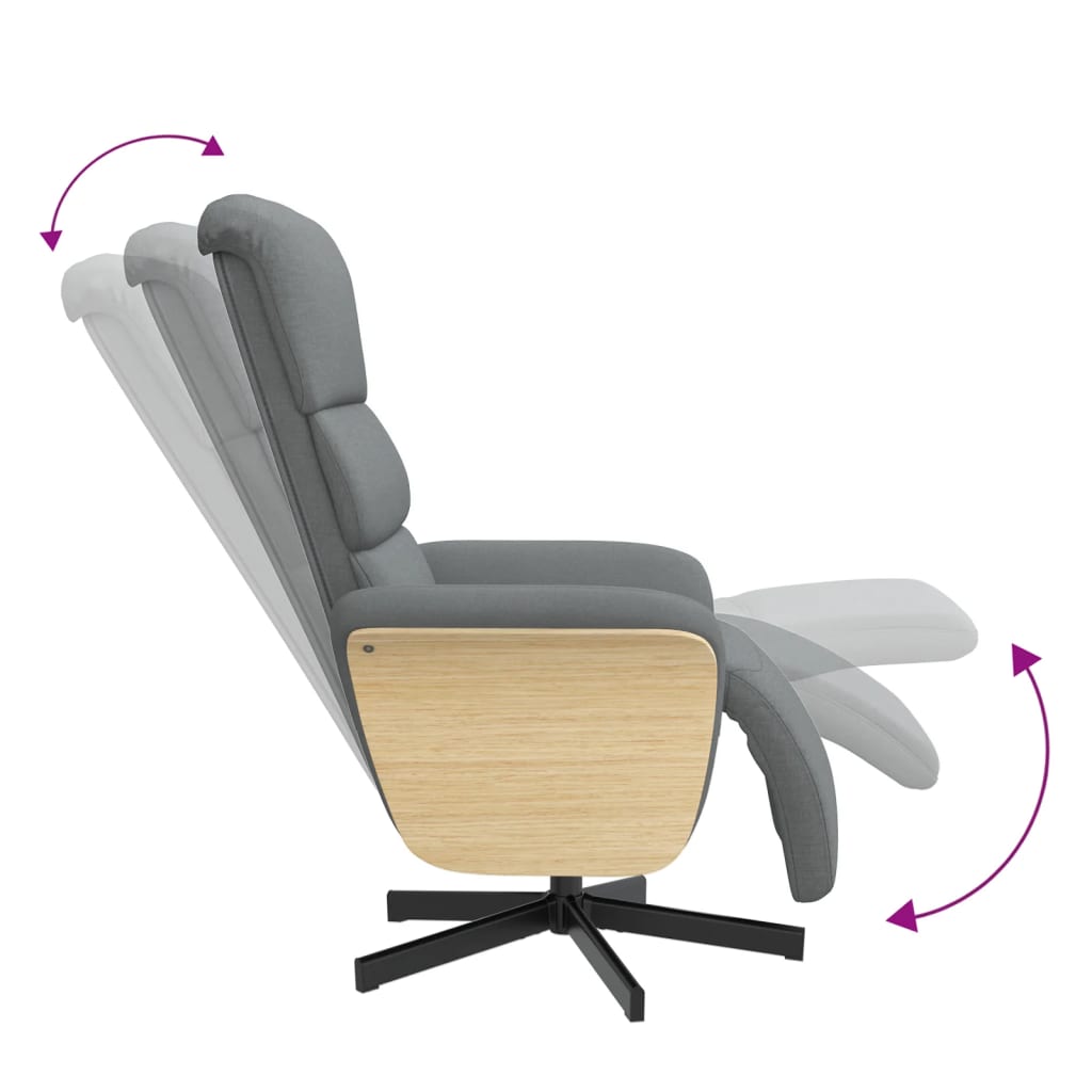 Fauteuil verstelbaar met voetensteun stof lichtgrijs